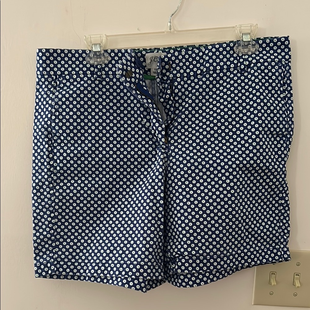 J. Crew Blue and White Polka Dot Women Cotton Shorts